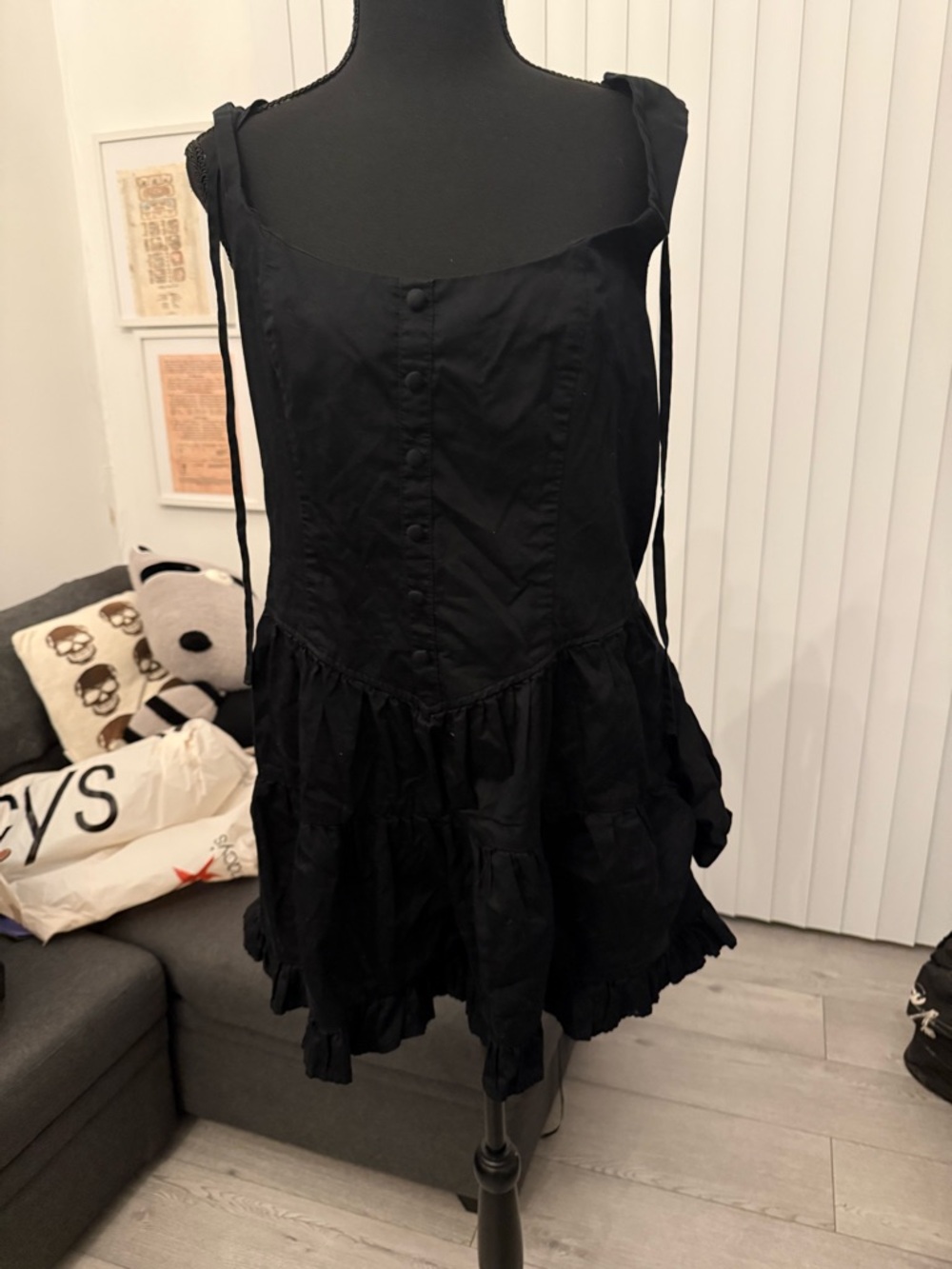 wild fable Black Ruffle Tiered Romper